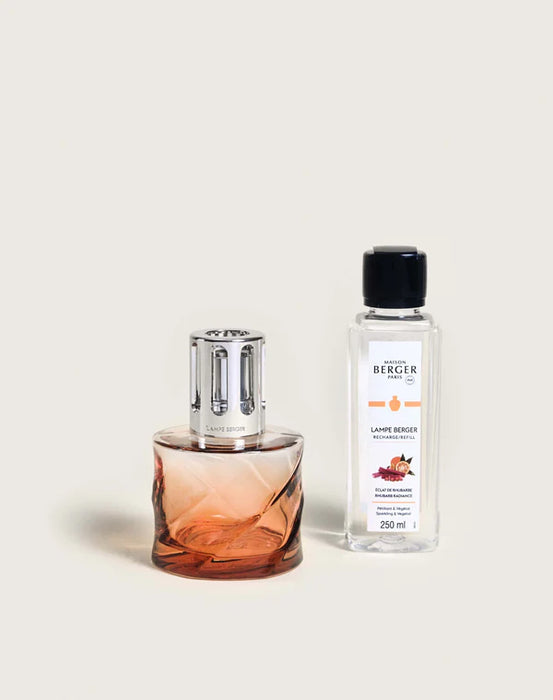Maison Berger Spirale Amber Pink Lamp Gift Set with 250ml (8.5oz) Rhubarb Radiance Fragrance