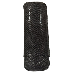 Siglo 2-Cigar Adjustable Leather Cigar Case-Grey Lizard Pattern