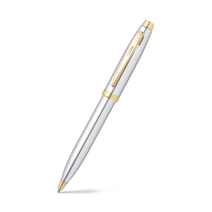 Sheaffer® 100 Chrome Ballpoint Pen with Gold Trim
