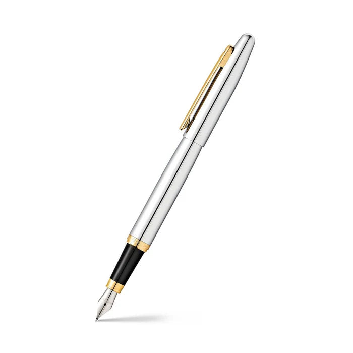 Sheaffer® VFM Polished Chrome Fountain Pen with Gold Trim