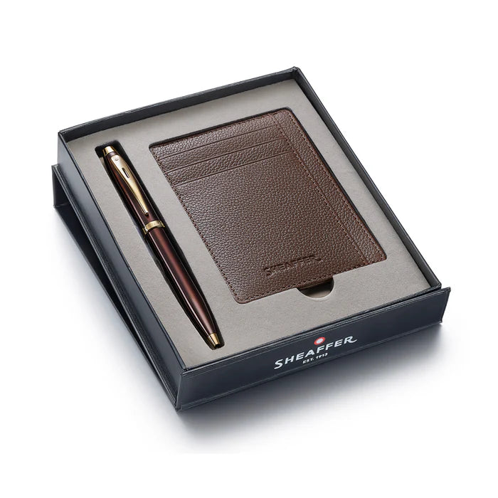 Sheaffer Rustic Mocha Brown Credit Card Holder and Gift Box/ No Pen
