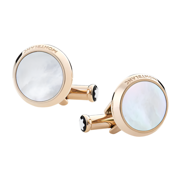 Montblanc Cufflinks And Tuxedo Stud Set In Stainless Steel with Rose Gold-Coloured PVD And Mother-Of-Pearl