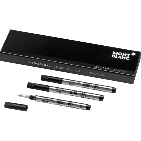 3 Rollerball Small Refills Medium, Mystery Black
