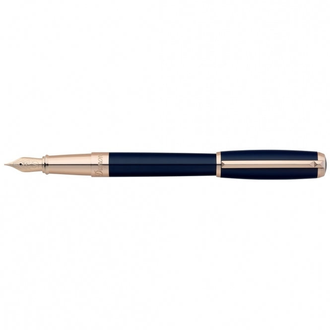 S.T. Dupont Line D Blue/Rose Gold Fountain Pen