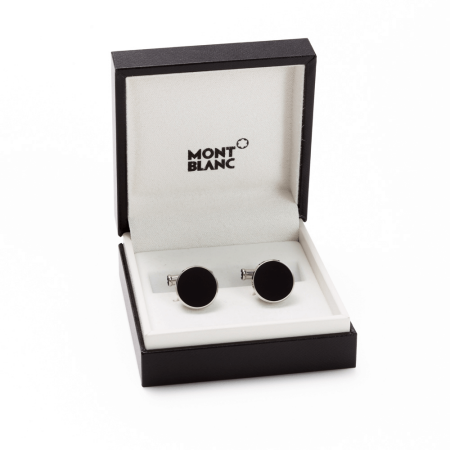 Montblanc Cufflinks Button Cover Onyx/Stainless Steel