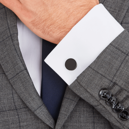 Montblanc Cufflinks Button Cover Onyx/Stainless Steel