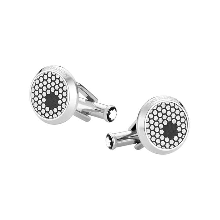 Montblanc Cufflinks Round Steel HoneyComb
