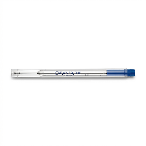 Caran d'Ache Goliath blue ballpoint pen refill in plastic tube with corresponding coloured cap. Model Caran d'Ache 8422.000/ 8422.260/ 8422.160