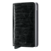 A black Secrid Slim Wallet made of Dutch Martin leather, displayed in a vertical position.