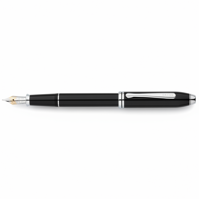 Cross Townsend Fountain Pen-Black Lacquer/Rhodium Plated Trim