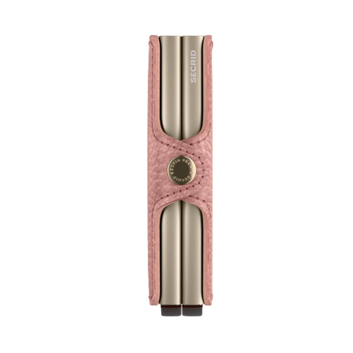 Side view of a Secrid Twinwallet in pink-pebble leather, showing the two slim- profile card holders.