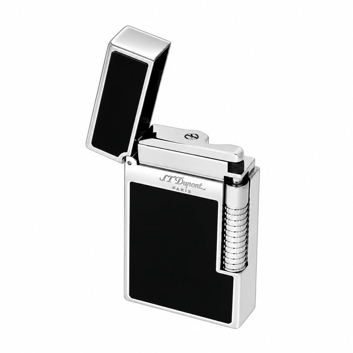 S. T. Dupont Le Grand luxury lighter in natural black lacquer and palladium-plated accents, perfect for cigar smoking. Model C23010