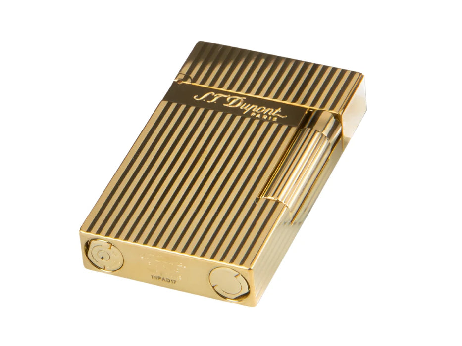 S.T. Dupont Ligne 2 Lighter-Gold with Vertical Lines