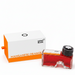 Montblanc Manganese Orange fountain pen ink bottle with an ink reservoir and black cap, shown next to its white and orange packaging box on a white background.