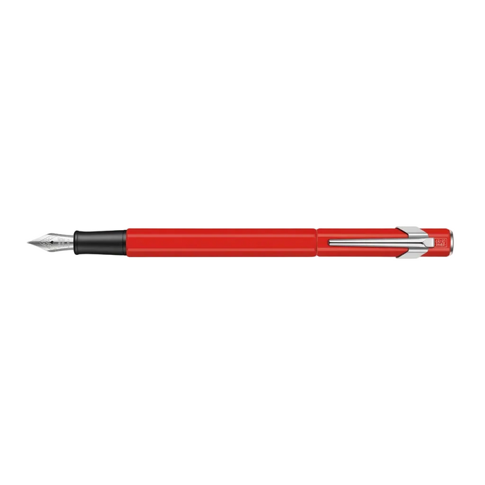Caran d'Ache 849 fountain pen in red featuring a stainless steel nib. Caran d'Ache Reference No. 842.570