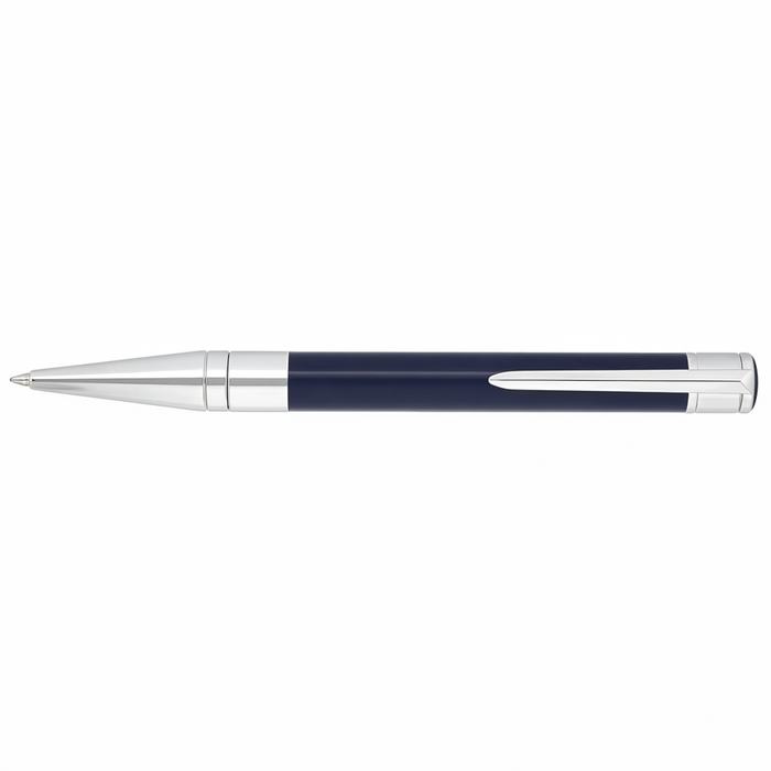 S.T. Dupont Initial Ballpoint Pen-Dark Blue and Chrome