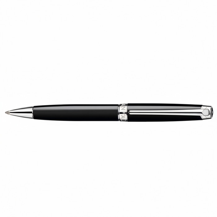 Caran d'Ache Léman Silver and Rhodium Plated Ebony Black Ballpoint Pen