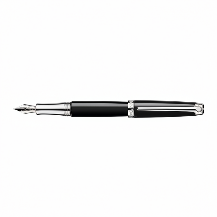 Caran d'Ache Léman Silver and Rhodium Plated Ebony Black Fountain Pen