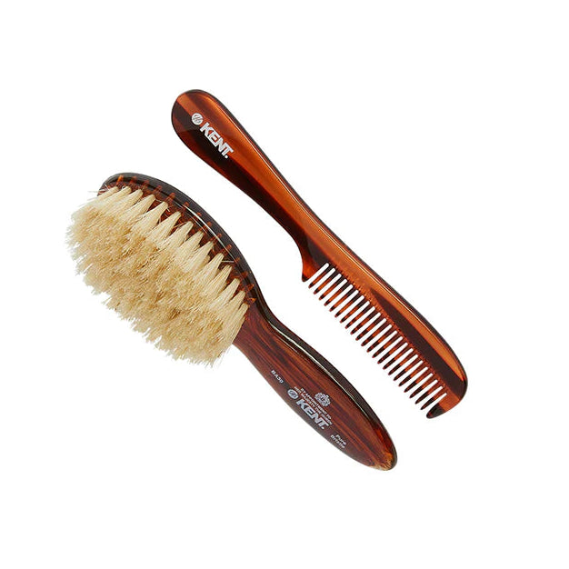 Kent BA30 Soft Natural Bristle Baby Brush and Comb Set