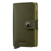 A green Secrid Mini Wallet with a Crisple texture and an aluminum Cardprotector.