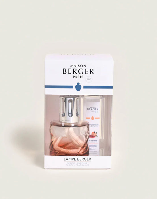 Maison Berger Spirale Amber Pink Lamp Gift Set with 250ml (8.5oz) Rhubarb Radiance Fragrance