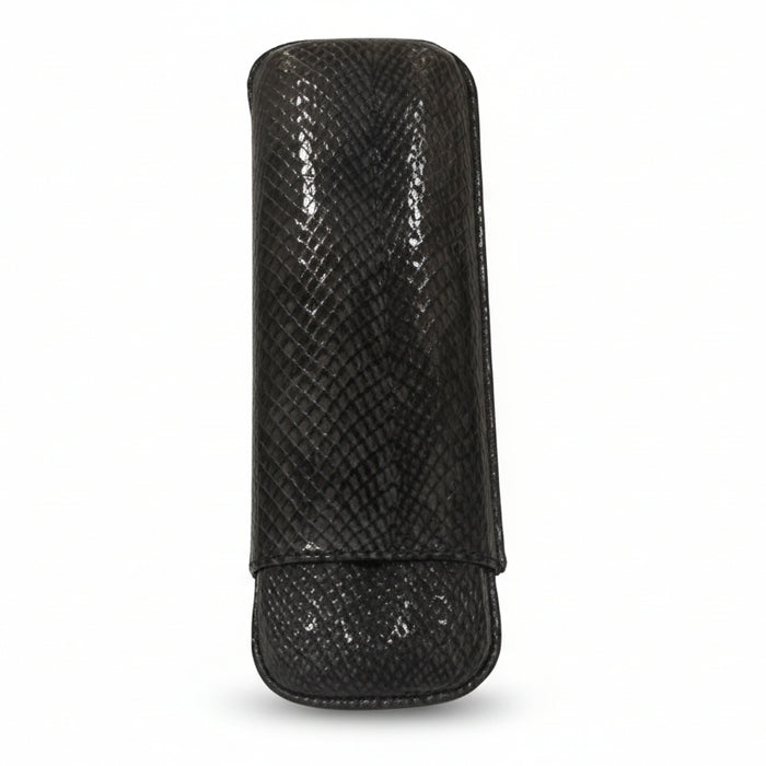 Siglo 2-Cigar Adjustable Leather Cigar Case-Grey Lizard Pattern