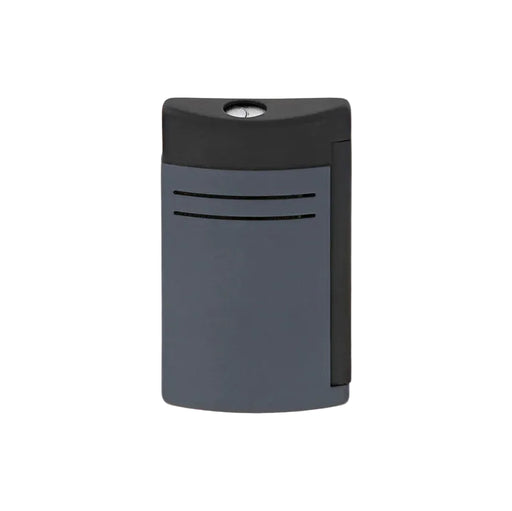 The front of an S. T. Dupont Maxijet torch lighter in matte grey and black finish. A luxury-pocket lighter featuring a sleek, modern, ergonomic design. Model 020166