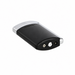A sleek shiny black  S. T. Dupont Minijet lighter with polished chrome-finish accents. A pocket-size luxury lighter with a vertically integrated side-squeeze ignition trigger and a compact, ergonomic design, featuring the fuel-refill valve and the flame-adjustment control. Model 010885