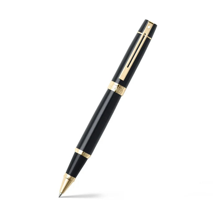 Sheaffer® 300 Glossy Black Rollerball Pen with Gold Trim