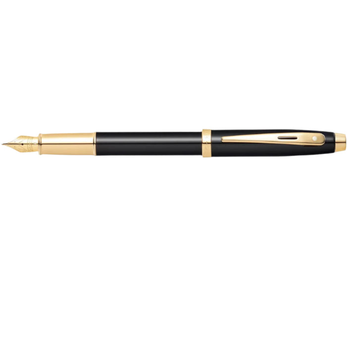 Sheaffer® 100 Glossy Black Lacquer Fountain Pen with Gold-Tone Trim