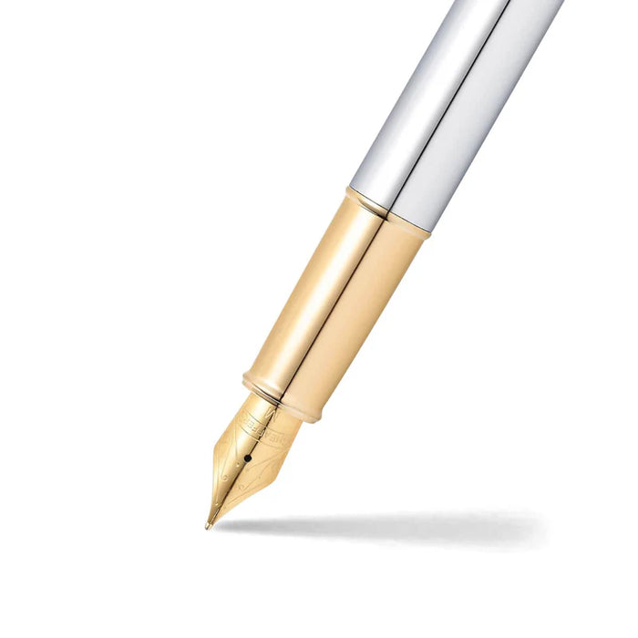 Sheaffer® 100 Chrome Fountain Pen with Gold Trim