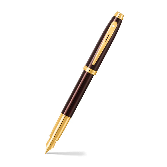 Sheaffer® 100 Glossy Coffee Brown Fountain Pen with PVD Gold-Tone Trim
