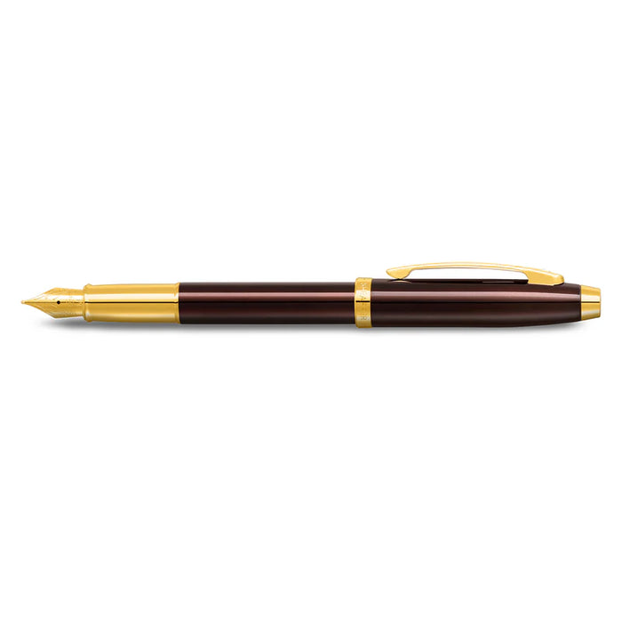 Sheaffer® 100 Glossy Coffee Brown Fountain Pen with PVD Gold-Tone Trim