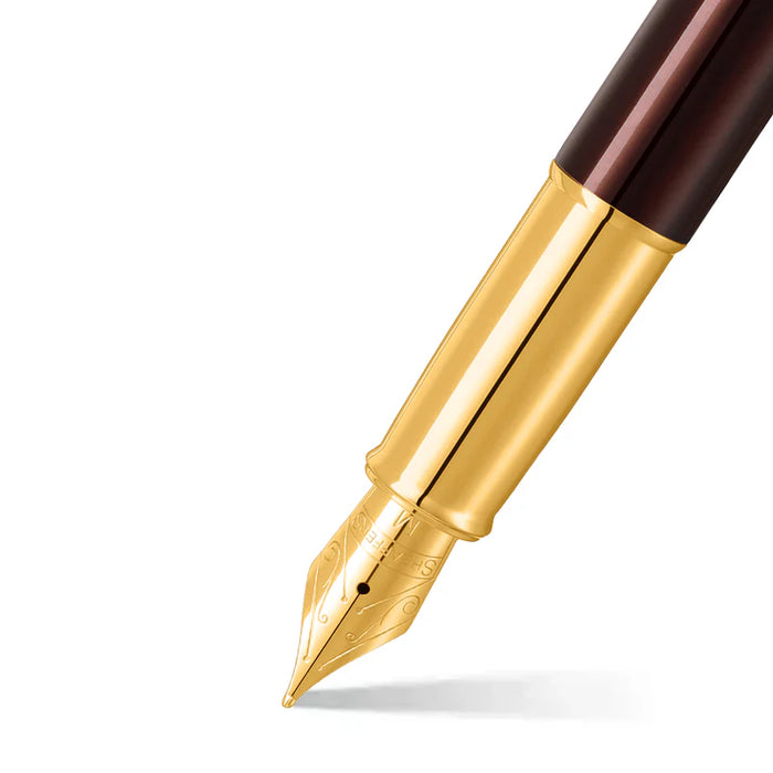 Sheaffer® 100 Glossy Coffee Brown Fountain Pen with PVD Gold-Tone Trim