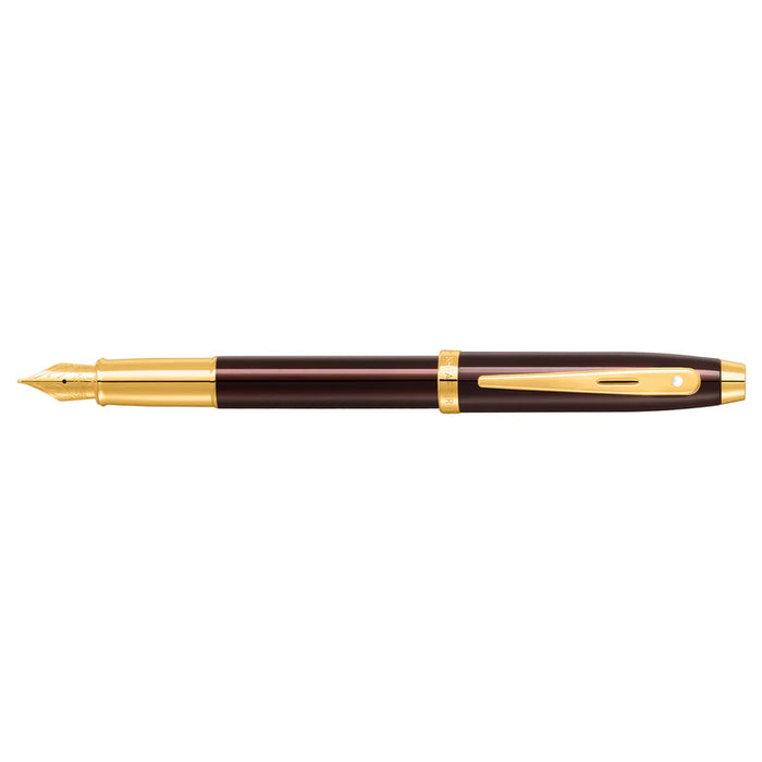 Sheaffer® 100 Glossy Coffee Brown Fountain Pen with PVD Gold-Tone Trim