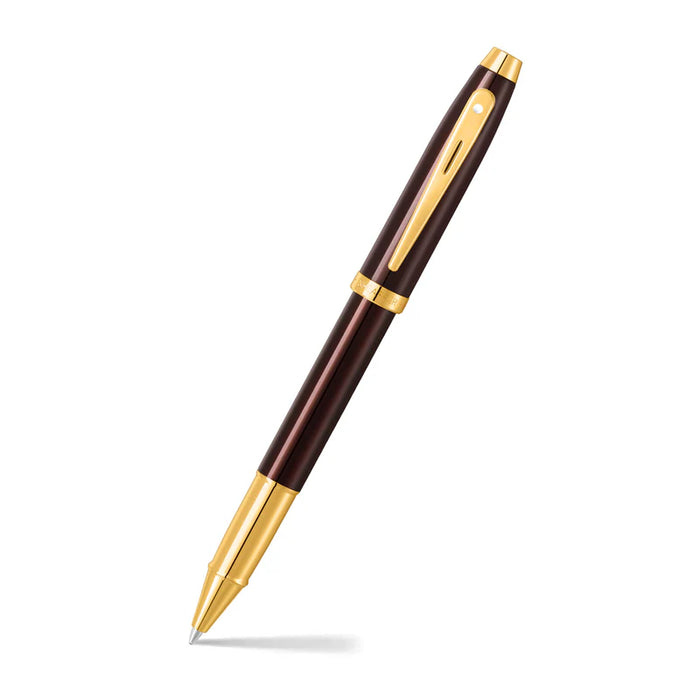 Sheaffer® 100 Glossy Coffee Brown Rollerball Pen with PVD Gold-Tone Trim