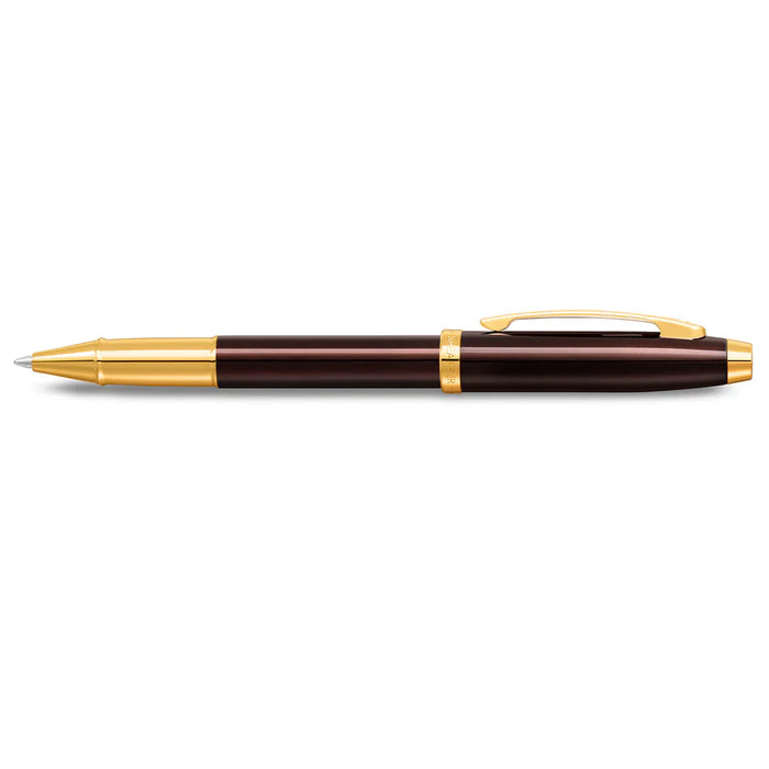 Sheaffer® 100 Glossy Coffee Brown Rollerball Pen with PVD Gold-Tone Trim