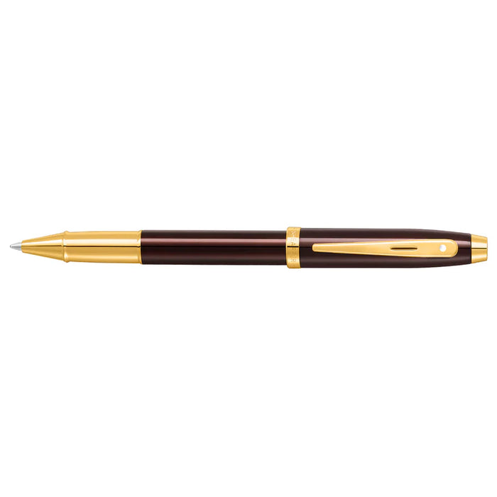 Sheaffer® 100 Glossy Coffee Brown Rollerball Pen with PVD Gold-Tone Trim