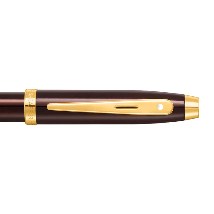 Sheaffer® 100 Glossy Coffee Brown Rollerball Pen with PVD Gold-Tone Trim