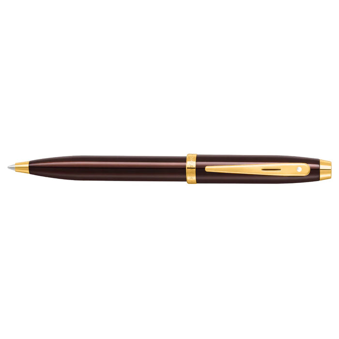 Sheaffer® 100 Glossy Coffee Brown Ballpoint Pen with PVD Gold-Tone Trim