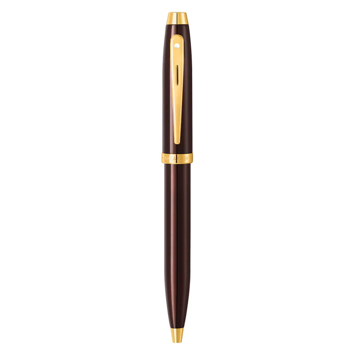 Sheaffer® 100 Glossy Coffee Brown Ballpoint Pen with PVD Gold-Tone Trim