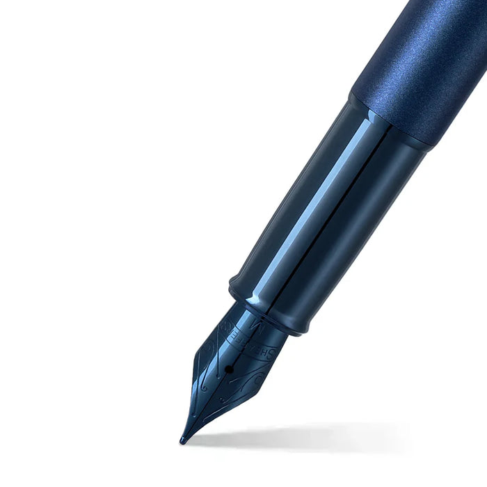 Sheaffer® 100 Satin Blue Fountain Pen with PVD Blue Trim