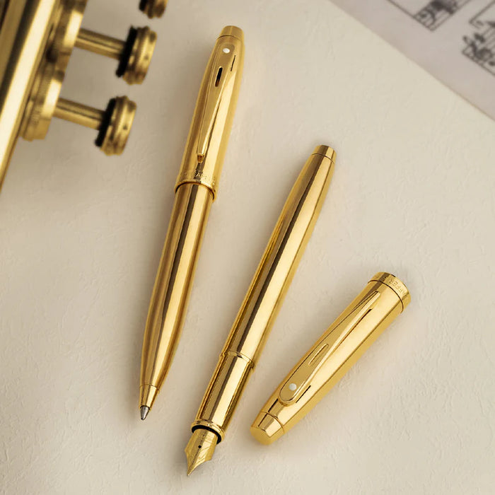 Sheaffer® 100 Glossy PVD Gold Fountain Pen with PVD Gold Trim