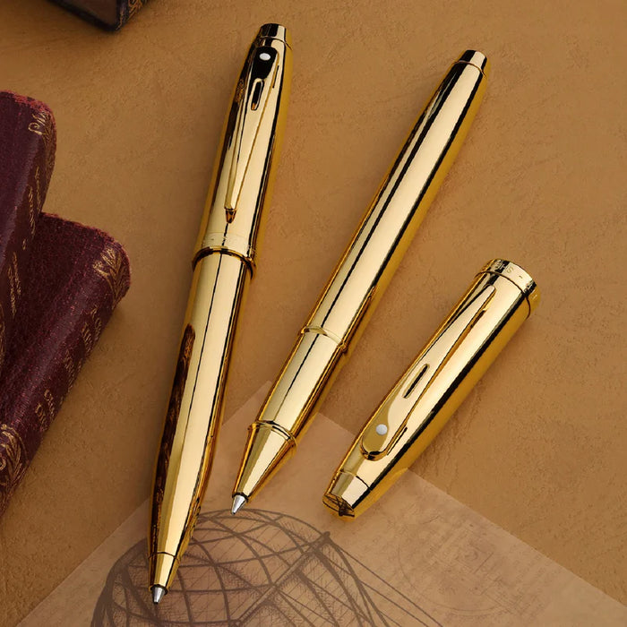 Sheaffer® 100 Glossy PVD Gold Rollerball Pen with PVD Gold Trim