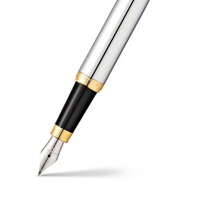 Sheaffer® VFM Polished Chrome Fountain Pen with Gold Trim