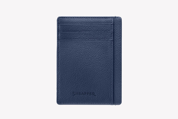 Sheaffer Gift Set VFM Matte Blue Ballpoint Pen with Chrome Trim and Night Blue Credit Card Holder