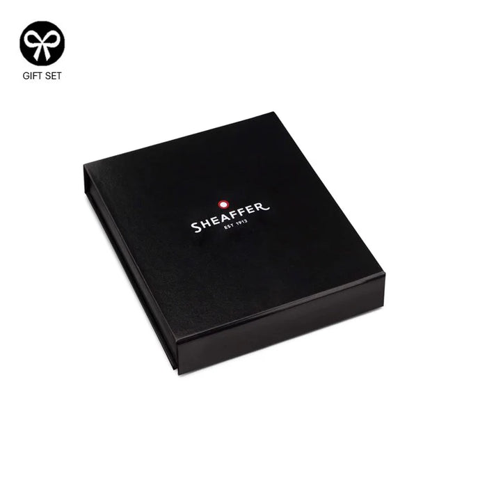 Sheaffer Gift Set 100 Ionic Gunmetal Grey Ballpoint Pen with Shiny PVD Trim and Black Credit Card Holder