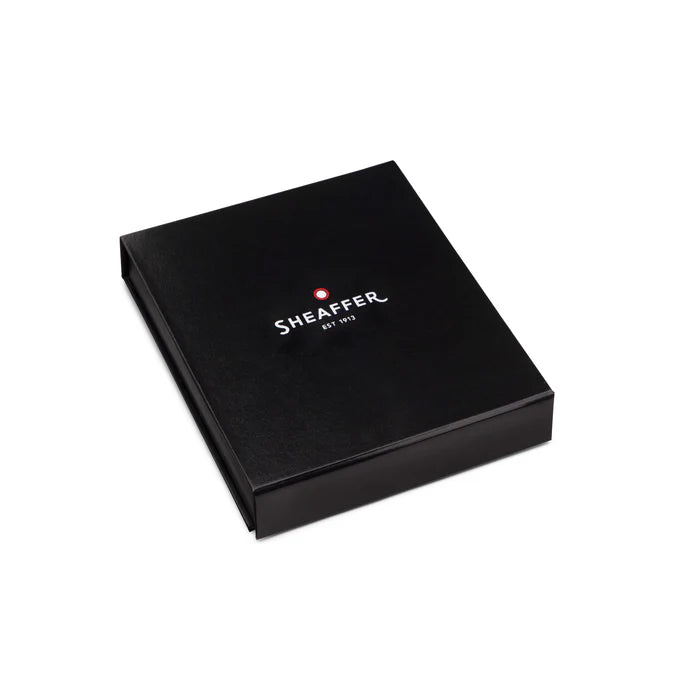 Sheaffer Gift Set VFM Matte Blue Ballpoint Pen with Chrome Trim and Night Blue Credit Card Holder