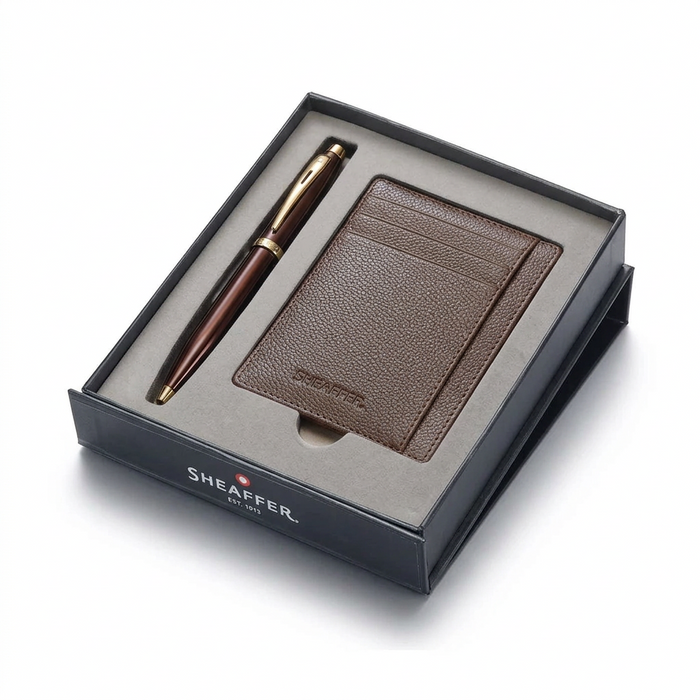 Sheaffer Rustic Mocha Brown Credit Card Holder and Gift Box/ No Pen