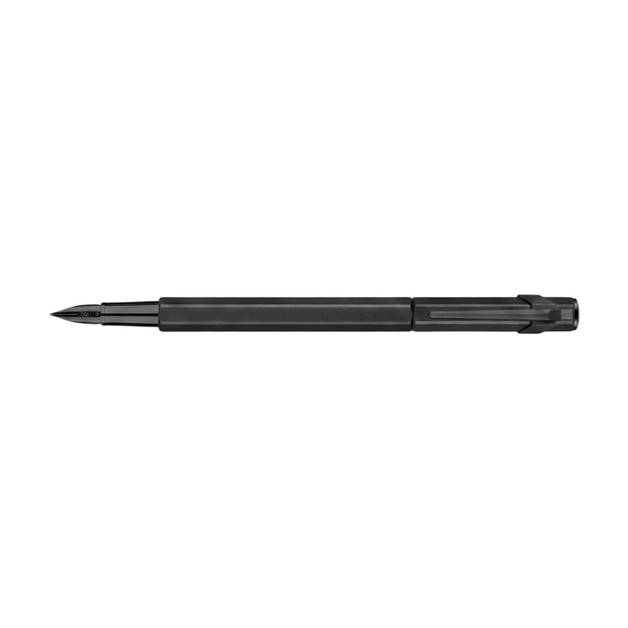 Caran d'Ache 849 Fountain Pen Black Code in black, featuring  a black-lacquer finish nib and black clip. Ident No. Caran d'Ache 841.496/ 840.496